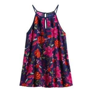 PAPERMOON Walita Cutout Detail Blouse Floral Navy Sleeveless Sz L